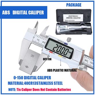 Digitale Metalen Schuifmaat Elektronische Schuifmaat Tool Micrometer Heerser Rvs/Plastic Meetinstrumenten Huishoudelijke 0-150 ABS digitaal display