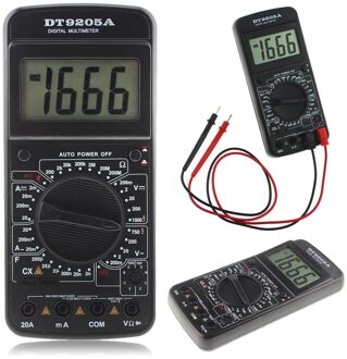 Digitale Multimeter DT9205A Lcd Meetsnoeren Ac Dc Ohm Meter Automatische Tool Met Probes Amperemeter Resistance Tester