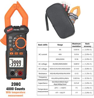 Digitale Multimeter Stroomtang 4000/6000 Graven Auto Range True Rms Amp Dc/Ac Stroomtang Tester Met Temperatuur Test 208C