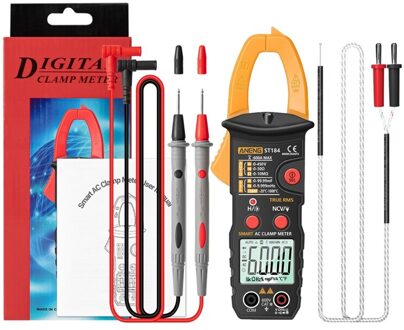 Digitale Multimeter Stroomtang True Rms 6000 Telt Temperatuur Meten Ac/Dc Spanning Ac Hz Capaciteit Ohm Tester geel