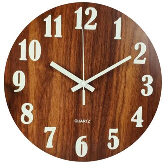 Digitale Nummer Wandklok 3D Stille Klok Glow Dark Acryl Lichtgevende Opknoping Klok Acryl Korte Rustige Wandklok donker Wood