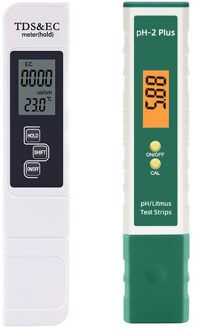 Digitale Ph Ec Tds Meter Pen Water Zuiverheid Tester Lcd-scherm Lakmoesproef-2.00-16.00 Voor Aquarium Pool monitor Meting Tool PH-2Plus en EC