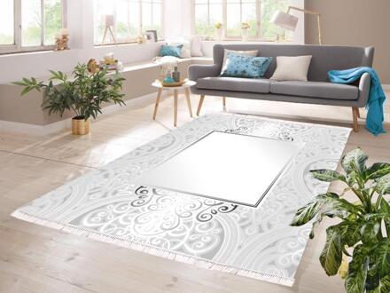 Digitale Print Antislip Zool Fluwelen Tapijt Elvina Zilver 80X200 Cm