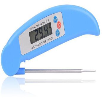 Digitale Probe Thermometer Opvouwbare Voedsel Bbq Vlees Oven Vouwen Keuken Thermometer Koken Water Olie Gereedschap Blauw