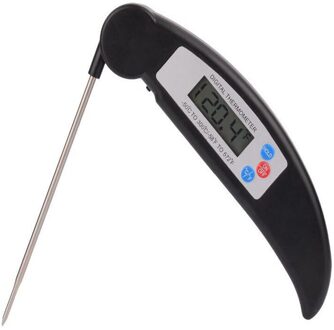 Digitale Probe Thermometer Opvouwbare Voedsel Bbq Vlees Oven Vouwen Keuken Thermometer Koken Water Olie Gereedschap zwart