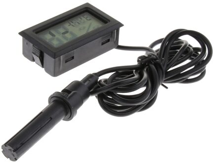 Digitale Temperatuur Vochtigheid Thermometer Hygrometer Voor Vivarium Reptiel zwart met Probe