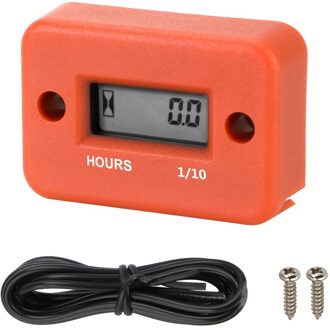 Digitale Urenteller Motor Gauge Urenteller Lcd Display Waterdicht Voor Motorfiets Atv Benzine Marine Sneeuwscooter Oranje