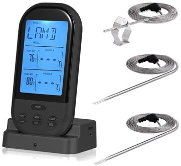 Digitale Vlees Thermometer, Draadloze Afstandsbediening Digital Koken Voedsel Vlees Thermometer Voor Roker Oven Keuken Bbq Grill Thermometer Ins