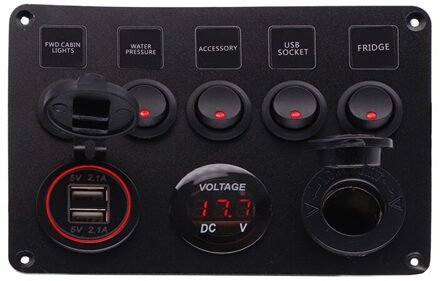 Digitale Voltmeter Dual Usb-poort 12V Outlet Combinatie Waterdicht Voor Auto Marine Boot Led Rocker Switch Panel rood