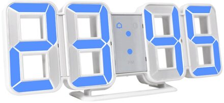 Digitale Wandklok 3D Led Grote Tijd Kalender Temperatuur Desk Tafel Modern Digitale Tafel Klok Achtergrondverlichting Home Klokken Blauw