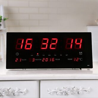 Digitale Wandklok Led Tijd Kalender Temperatuur Elektrische Wekker Ons
