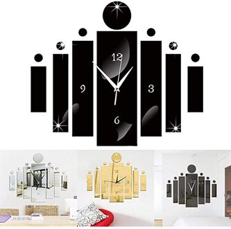 Digitale Wandklok Spiegel Muursticker Luxe 3D Spiegel Zilver Wandklok Modern Home Decor Horloge Muur Sticker