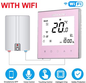 Digitale Water/Gas Boiler Verwarming Thermostaat met WiFi Connection & Voice Control Energiebesparing met Google Home/IFTTT roze met WiFi