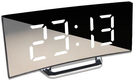 Digitale Wekker Bureau Tafel Klok Gebogen Led Scherm Wekkers Voor Kinderen Slaapkamer Temperatuur Snooze Functie Home Decor wit