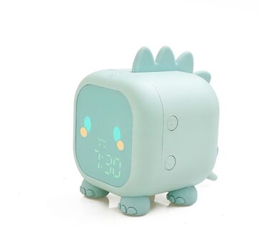 Digitale Wekker Kinderen Voor Slaapkamer Met Temperatuur Alarm Systeem Led Cartoon Wekker Voice Control Digitale Voice Tijd licht groen