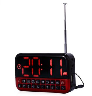 Digitale Wekker Led Display Radio Muziek MP3 Speaker Reizen Snooze Func Draadloze Antenne Office Home Voor Ouder De Aged zwart