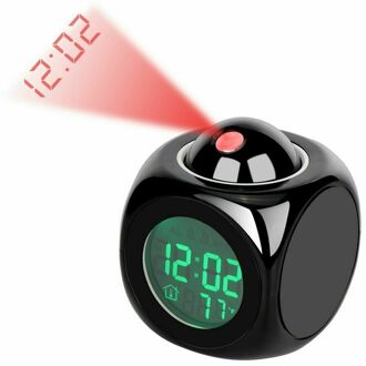Digitale Wekker Led Projector Temperatuur Thermometer Desk Tijd Datum Display Projectie Kalender Usb Charger Tafel Klok zwart