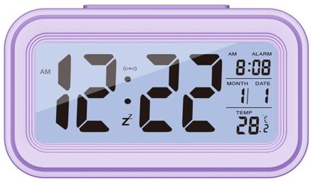 Digitale Wekker Snooze Talking Klok Draagbare Temperatuur Lcd Display Wekker Kantoor Tafel Student Kids Klok 40% Off paars