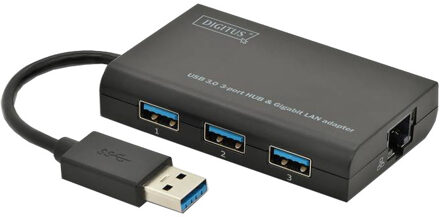Digitus USB 3.0 3-Port Hub & Gigabit LAN Adapter USB-hub