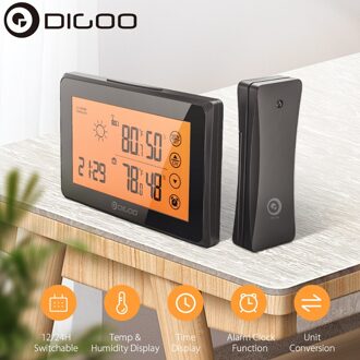 Digoo DG-TH0340 Lcd Digitale Temperatuur Vochtigheid Meter Thuis Indoor Outdoor Hygrometer Thermometer Weerstation Met Klok