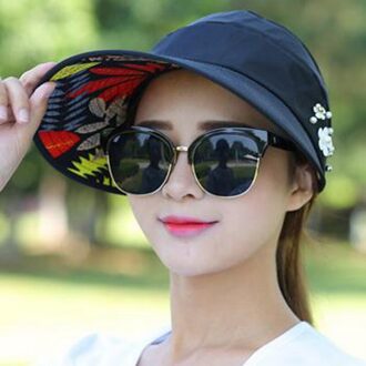 Dihope Uv-bescherming Vrouwen Zomer Strand Zon Hoeden Parel Packable Zonneklep Hoed Met Grote Hoofden Brede Rand vrouwelijke Cap 2