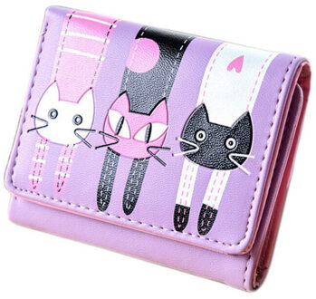 Dihope Walleta Vrouwen Dames Meisjes Kat Patroon Portemonnee Korte Portemonnee Kaart Houders Mooie Kat Print