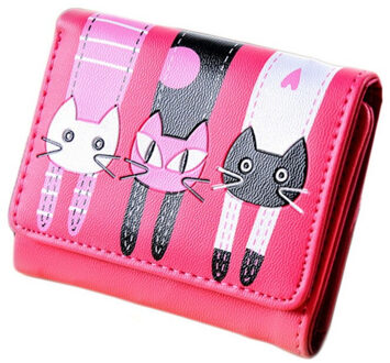 Dihope Walleta Vrouwen Dames Meisjes Kat Patroon Portemonnee Korte Portemonnee Kaart Houders Mooie Kat Print