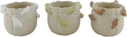 Dijk Natural Collections Bloempot met vogels cement Ø15xh12,5cm verschillende