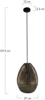 Dijk Natural Collections DKNC - Hanglamp Pretoria - Metaal - 37x37x47.5cm - Zwart