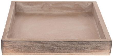 Dijk Natural Collections Houten dienblad - grijs/grey wash - 20 x 20 cm - vierkant - tafeldecoratie - kaarsenbord Bruin