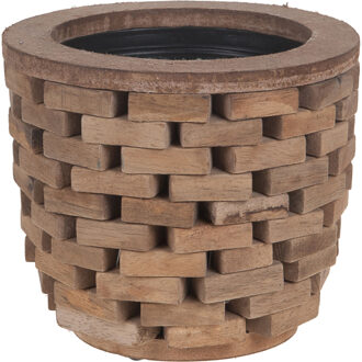 Dijk Natural Collections houten plantenbak met plastic pot