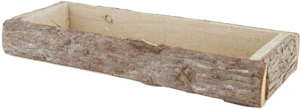 Dijk Natural Collections Kaarsen plateau/tafeldecoratie - 39 x 15 cm - boomstam Berkenhout - rechthoekig