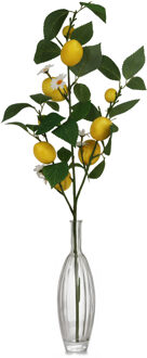 Dijk Natural Collections Kunstbloem citrusfruit tak citroen - 87 cm - geel - losse steel - Kunst zijdebloemen