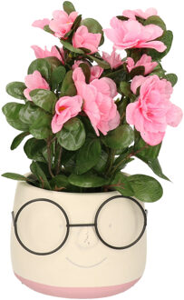Dijk Natural Collections Plantenpot bril - wit/lichtroze - 13x10cm