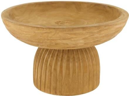 Dijk Natural Collections Schaal hout op voet Ø28x16cm bruin