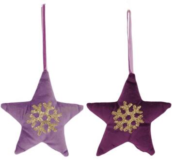 Dijk Natural Collections Ster polyester met hanger 14x13cm paars