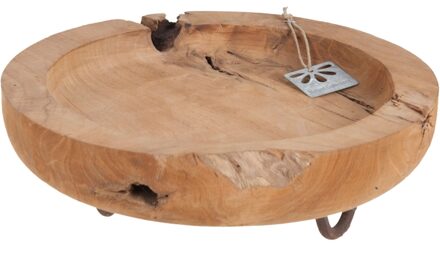 Dijk Natural Collections Teakhouten Schaal op Standaard, Ø 30 cm