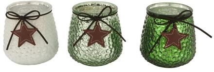 Dijk Natural Collections Theelichthouder glas Ø9.5x10cm groen verschillende