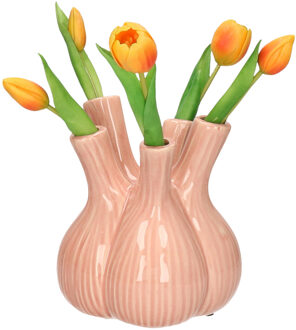 Dijk Natural Collections vaas Gouda - tulpenvaas - lichtroze - D17 x H20 cm - Vazen