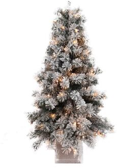 Dijk Natural Collections Wintervalley Trees - Kunstkerstboom Olof met LED verlichting - 60x120cm - Besneeuwd Wit