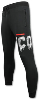 Dik geweven joggingbroek icon trainingsbroek lang Zwart - M
