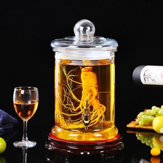 Dik Glas Wijn Fles Pot Met/Zonder Kraan Niet-Lood Glas Fruit Fonkelende Alcohol Container Flessen 1.25L koper wood