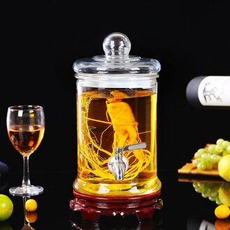 Dik Glas Wijn Fles Pot Met/Zonder Kraan Niet-Lood Glas Fruit Fonkelende Alcohol Container Flessen 1.25L staal wood