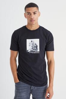 Dik Slim Fit T-Shirt Met Print En Print, Black - L
