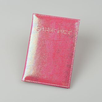 Dikedaku Shiny Pu Leer Paspoort Cover Voor Vrouwen Travel Card Ticket Paspoorthouder Case Leuke Engels Woord Covers Voor Paspoort Fuschia