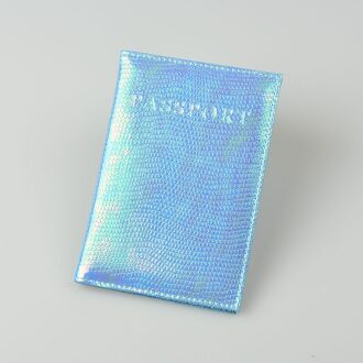 Dikedaku Shiny Pu Leer Paspoort Cover Voor Vrouwen Travel Card Ticket Paspoorthouder Case Leuke Engels Woord Covers Voor Paspoort lucht blauw