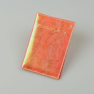 Dikedaku Shiny Pu Leer Paspoort Cover Voor Vrouwen Travel Card Ticket Paspoorthouder Case Leuke Engels Woord Covers Voor Paspoort Oranje