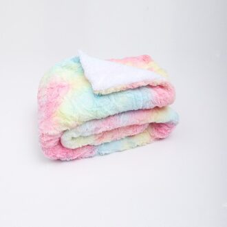 Dikke Double-Layer Lam Wollen Deken Imitatie Bont Pluche Terug Afdrukken Tie-Dye Borstel Bloem Pv Wol Pluizige deken 6