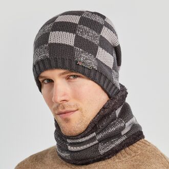 Dikke Gebreide Muts Volwassen Man Winter Outdoor Dikke Plus Fluwelen Warme Bomber Hoeden Fietsen Winddicht Oor Mond Bomber Hoeden Grijs