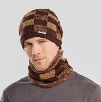 Dikke Gebreide Muts Volwassen Man Winter Outdoor Dikke Plus Fluwelen Warme Bomber Hoeden Fietsen Winddicht Oor Mond Bomber Hoeden koffie